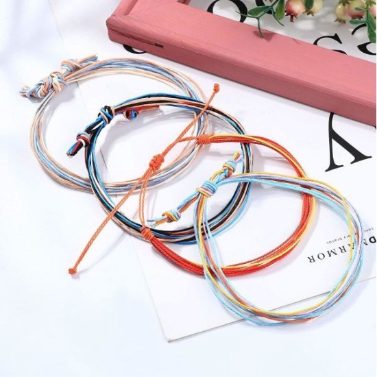 18Pcs Adjustable Woven Anklets Bracelets Bohemian Braided Rope Bracelets Waterproof Bracelet